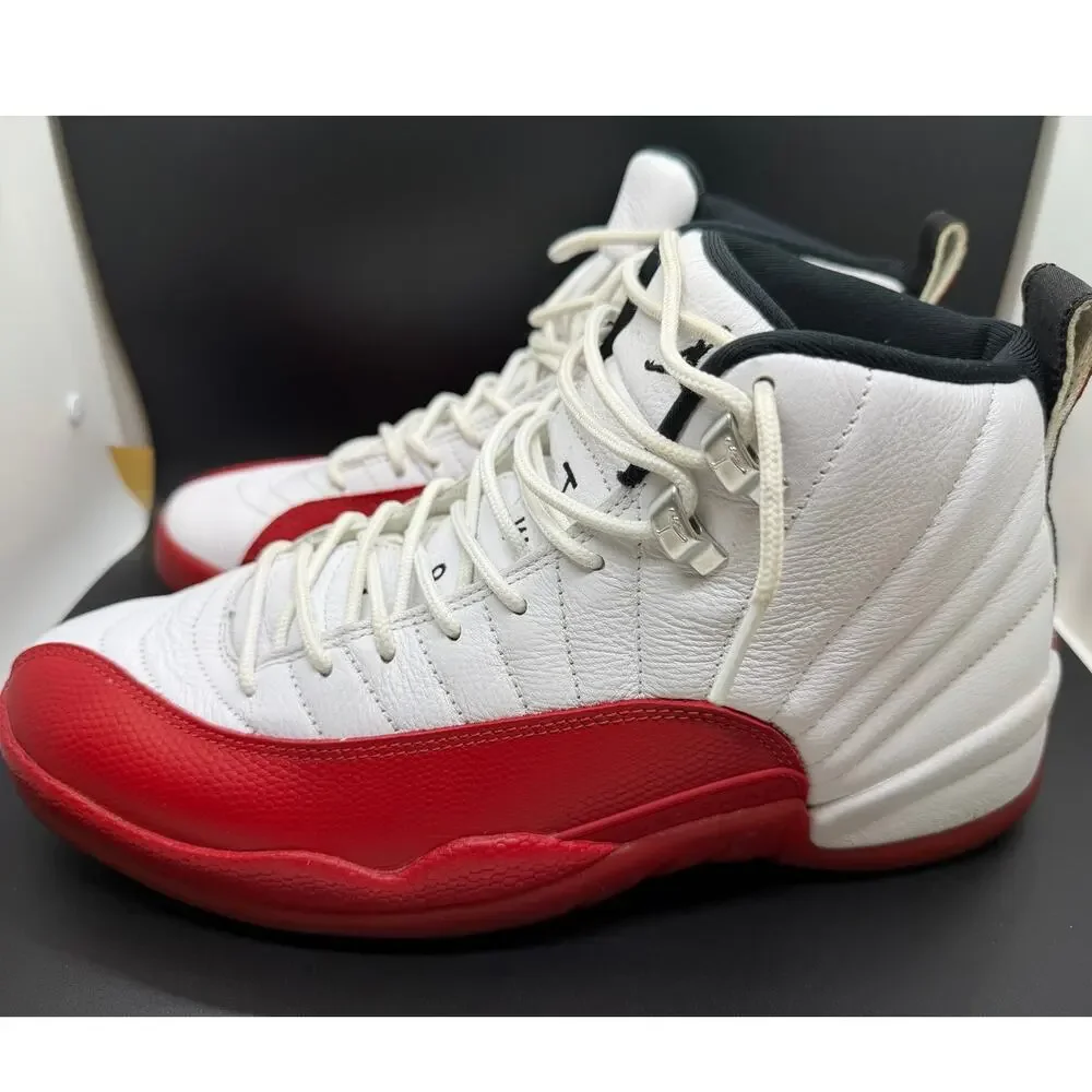 Air Jordan 12 Men's Retro White/Red-Black Sneakers Size 10 CT8013-116